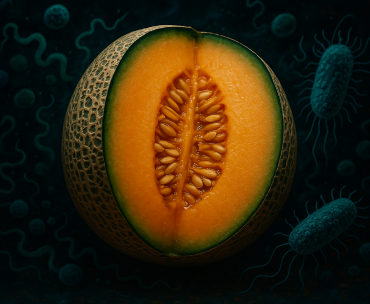 alt_text: "Melon cantaloupe bisa mengandung Listeria, risiko berbahaya di balik manisnya buah ini."
