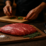 alt_text: Flank steak dengan bumbu, teknik memasak, serta strategi pemasaran rasa yang menarik.