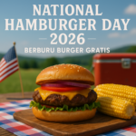 alt_text: Promo burger gratis untuk merayakan National Hamburger Day 2026.