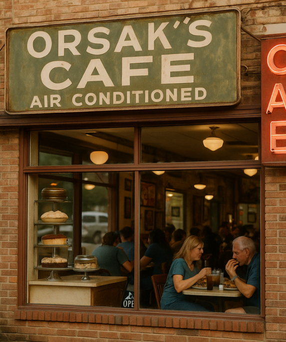 alt_text: Orsak's Cafe menawarkan cita rasa rumahan yang hangat di pusat Fayetteville.