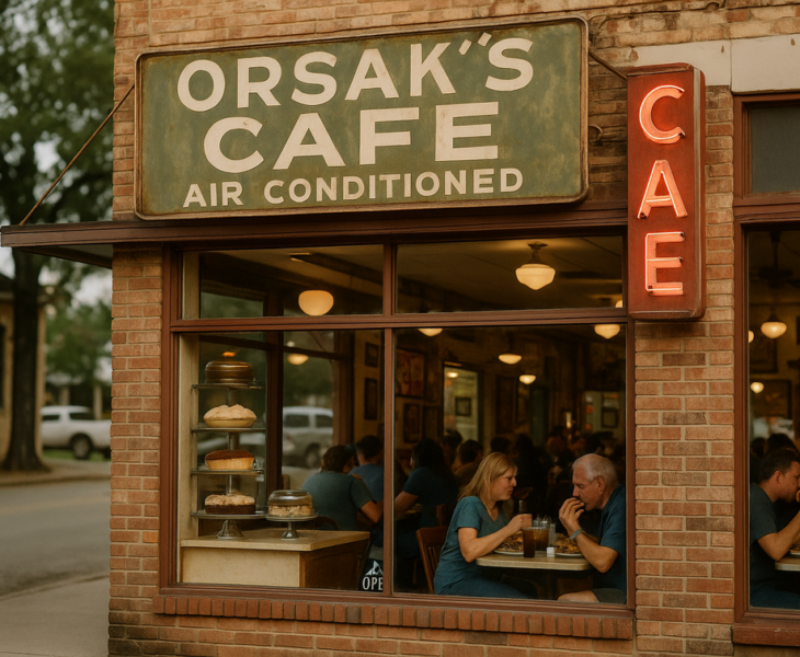 alt_text: Orsak's Cafe menawarkan cita rasa rumahan yang hangat di pusat Fayetteville.