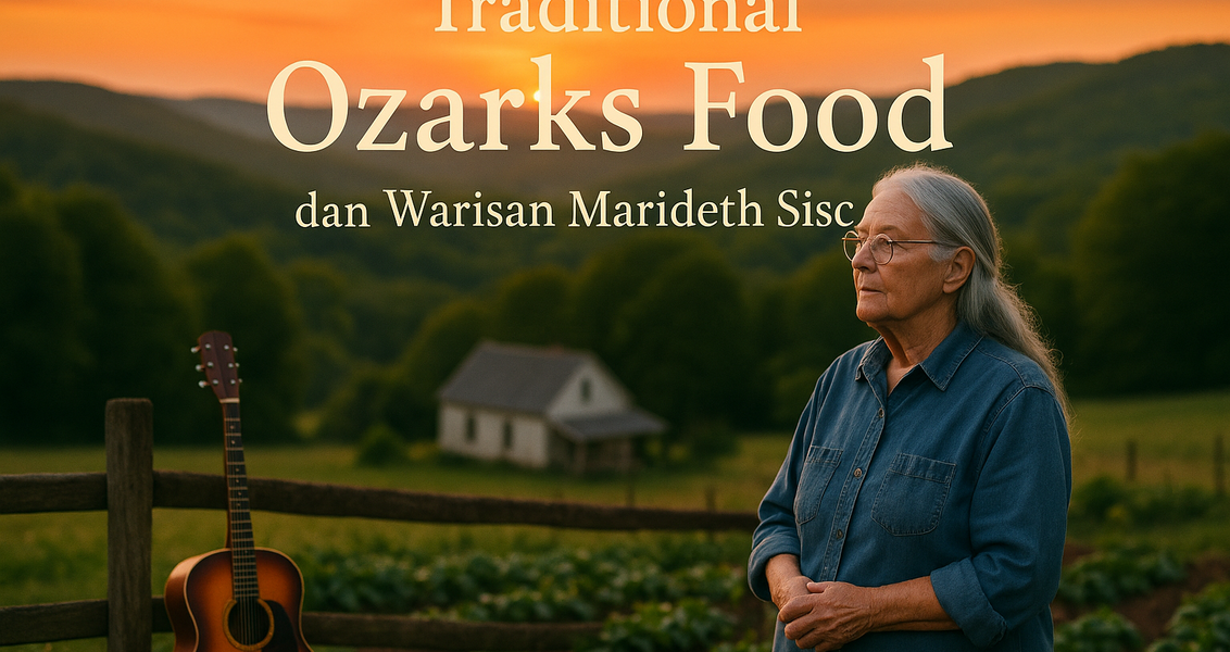 alt_text: Makanan tradisional Ozarks dan warisan budaya dari Marideth Sisco.