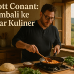 alt_text: Poster kuliner Chef Scott Conant menyoroti konsep makanan sejati dengan gaya autentik.