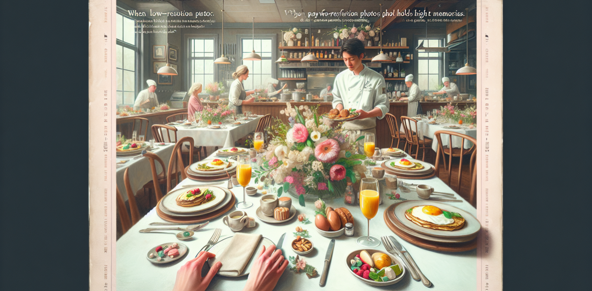 alt_text: Sebuah keluarga merayakan Hari Ibu di restoran, meskipun foto buram, kenangan tetap cerah.
