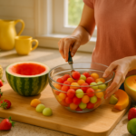 alt_text: Dessert segar khas Chamorro dari Guam, berwarna cerah dengan hiasan buah tropis.