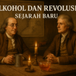 alt_text: Ilustrasi pemberontakan terkait rum dan grog di era para pendiri.