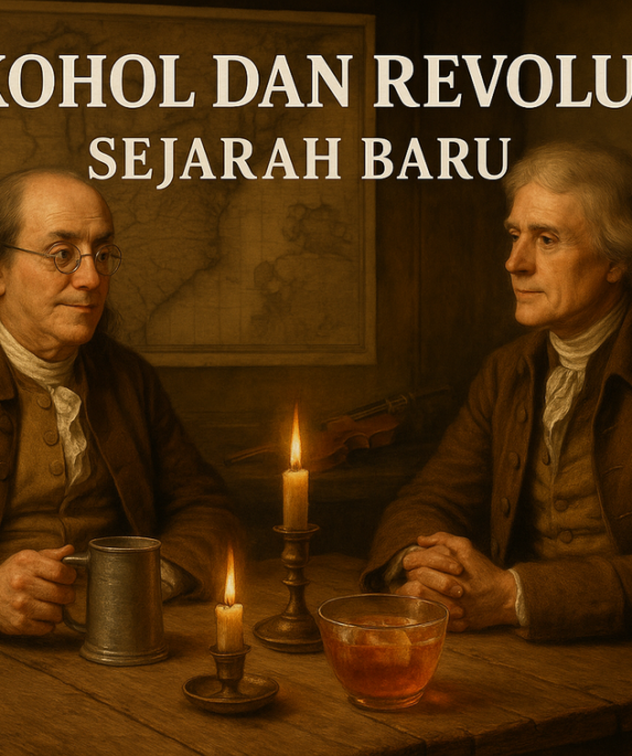 alt_text: Ilustrasi pemberontakan terkait rum dan grog di era para pendiri.