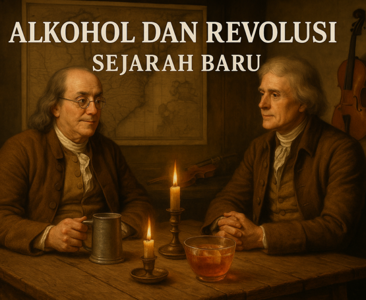 alt_text: Ilustrasi pemberontakan terkait rum dan grog di era para pendiri.