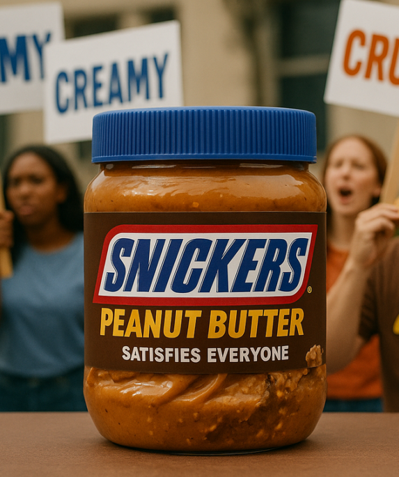 alt_text: Snickers® Peanut Butter sindir kompetitor dengan kemasan kreatif dan pesan tajam.