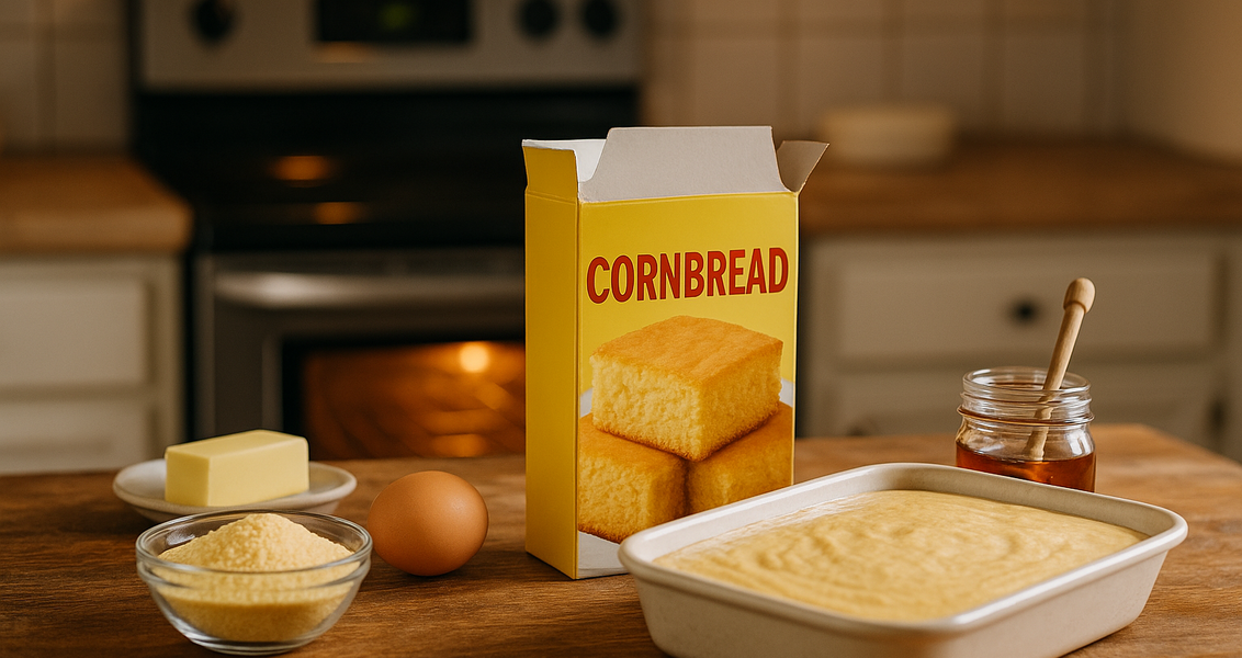 alt_text: "Tips membuat cornbread instan terasa seperti buatan sendiri dengan bahan tambahan."