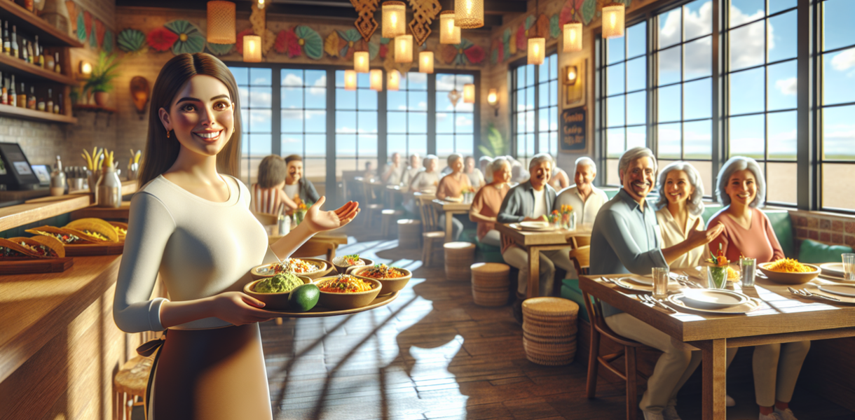 alt_text: Eksterior restoran Tulum Mexican Grill di Fairview dengan dekorasi khas Meksiko.