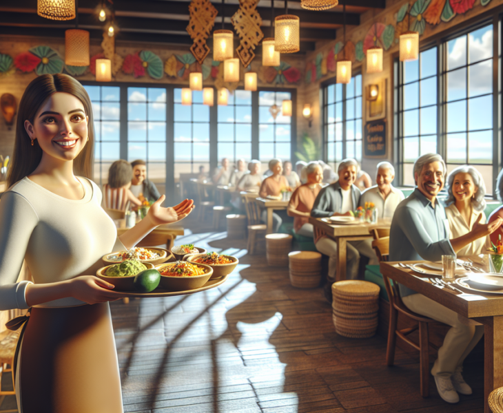 alt_text: Eksterior restoran Tulum Mexican Grill di Fairview dengan dekorasi khas Meksiko.