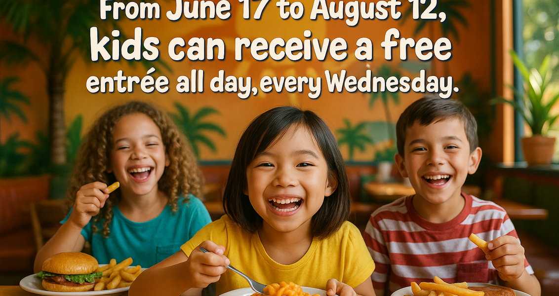alt_text: Promo menarik Kids Eat Free sebagai inspirasi strategi jualan online.
