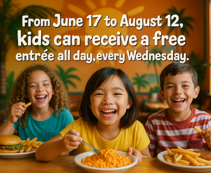 alt_text: Promo menarik Kids Eat Free sebagai inspirasi strategi jualan online.