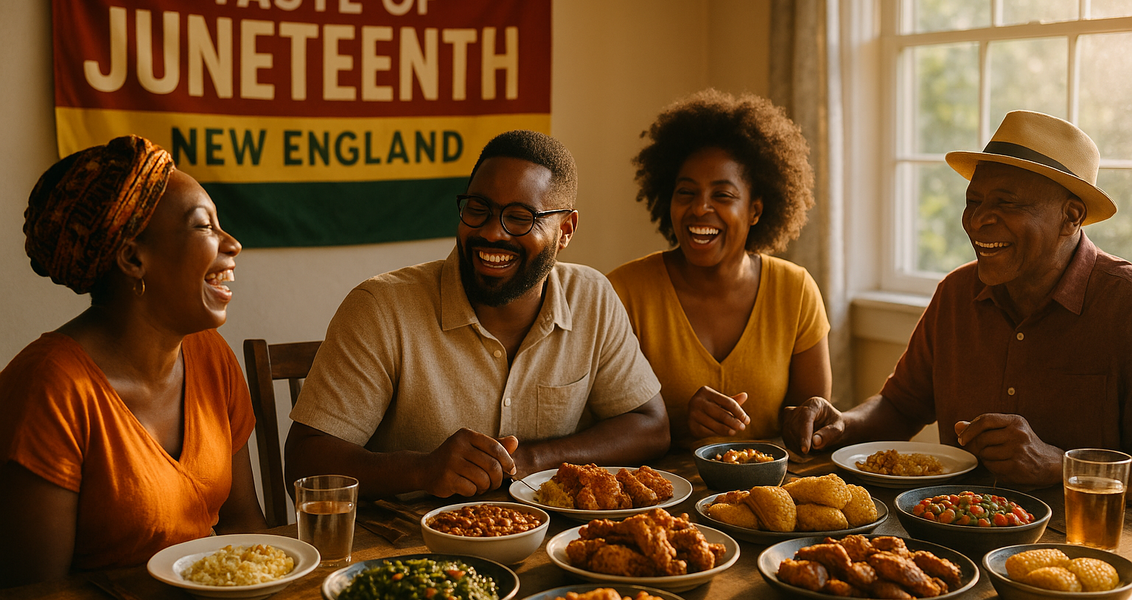 alt_text: Festival Juneteenth merayakan mode, kuliner, dan kebebasan dengan semangat meriah.
