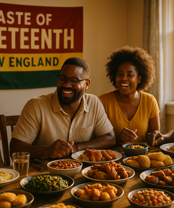 alt_text: Festival Juneteenth merayakan mode, kuliner, dan kebebasan dengan semangat meriah.