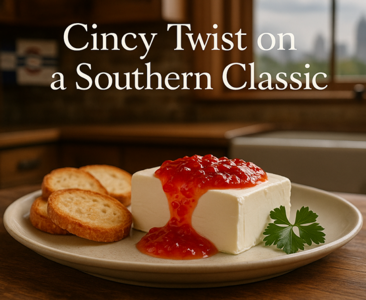 alt_text: Cream cheese disajikan dengan topping unik dan rahasia dari restoran terkenal.