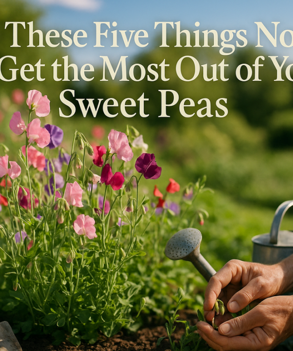 alt_text: Sweet Pea Juni memamerkan kebun penuh bunga, hasil dari hobi berkebun yang susah dihentikan.