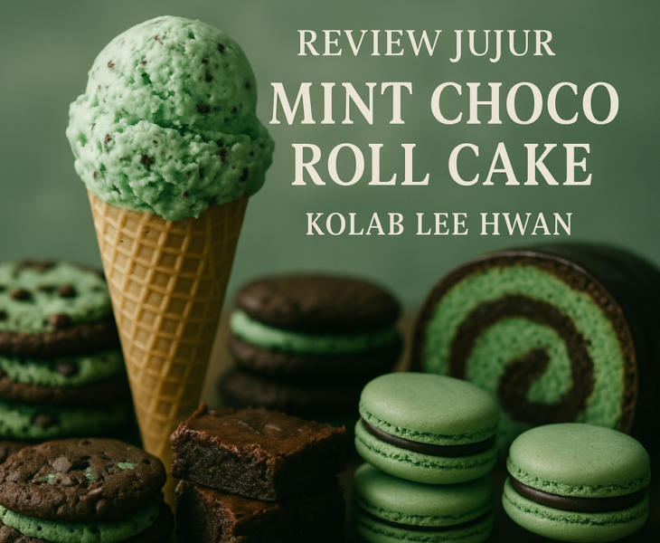 alt_text: Review objektif tentang Mint Choco Roll Cake kolaborasi dengan Lee Hwan.