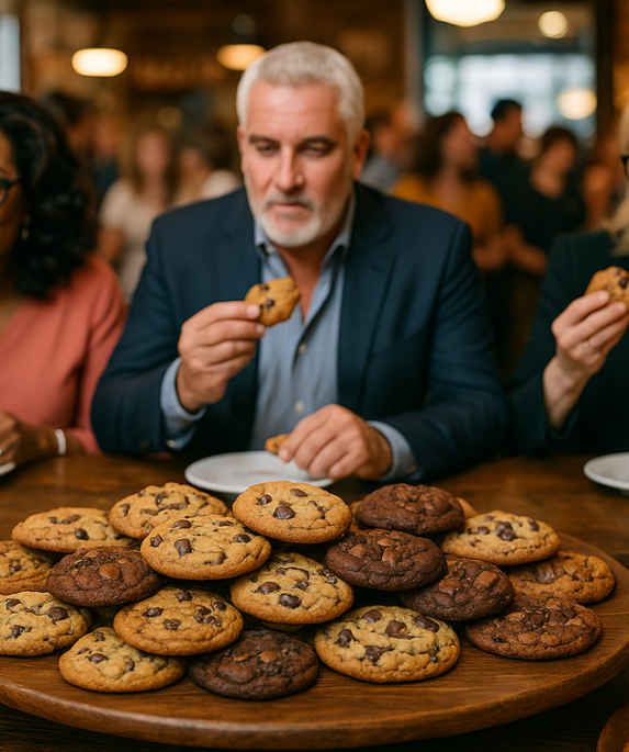 alt_text: Toko roti Mrs. Chadwick's Bakery di Medicine Park dipenuhi pengunjung yang memburu cookie.
