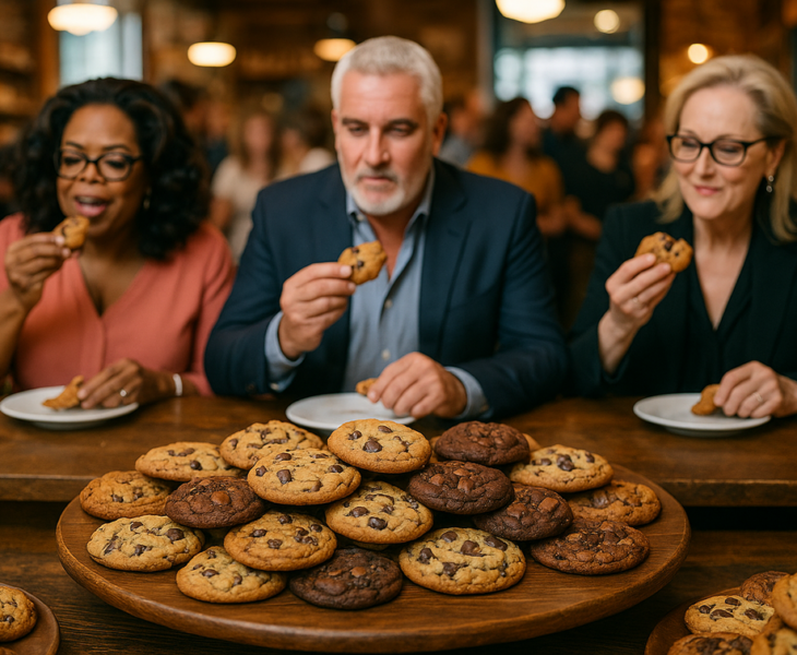 alt_text: Toko roti Mrs. Chadwick's Bakery di Medicine Park dipenuhi pengunjung yang memburu cookie.