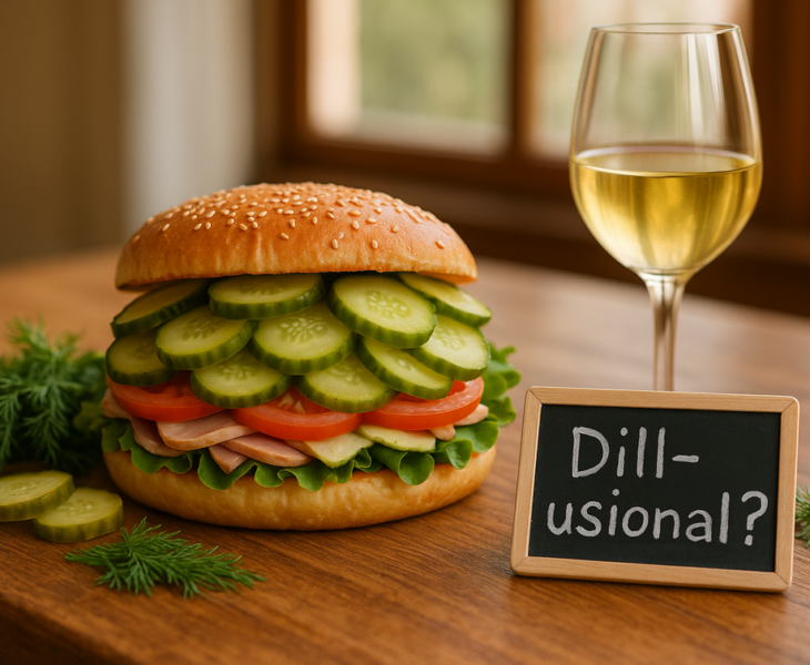 alt_text: Acar dan wine di atas meja untuk uji rasa unik.