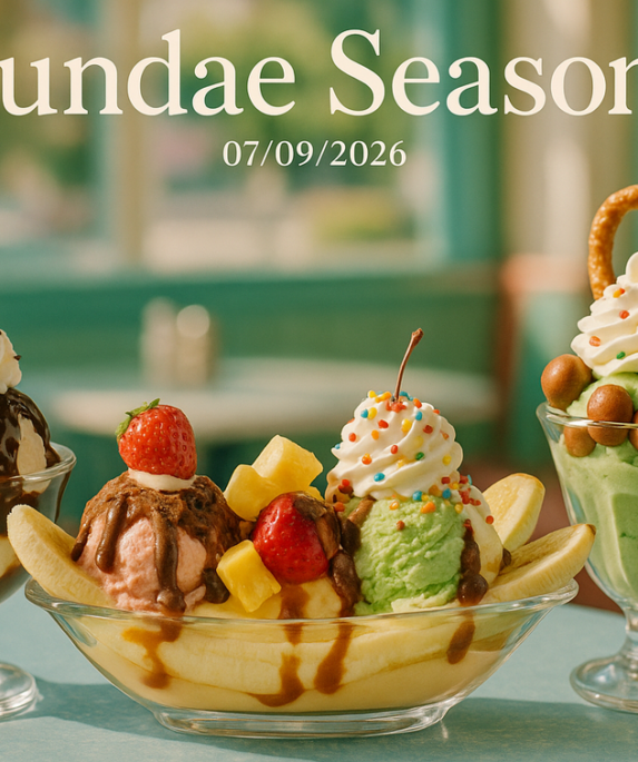 alt_text: Sundae dengan topping berlimpah, menandai musim manis penuh cita rasa dan kreativitas.
