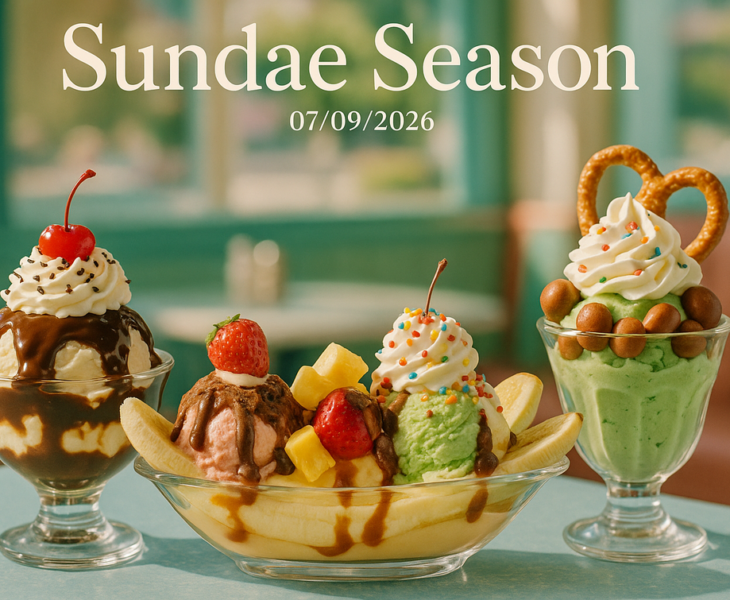 alt_text: Sundae dengan topping berlimpah, menandai musim manis penuh cita rasa dan kreativitas.